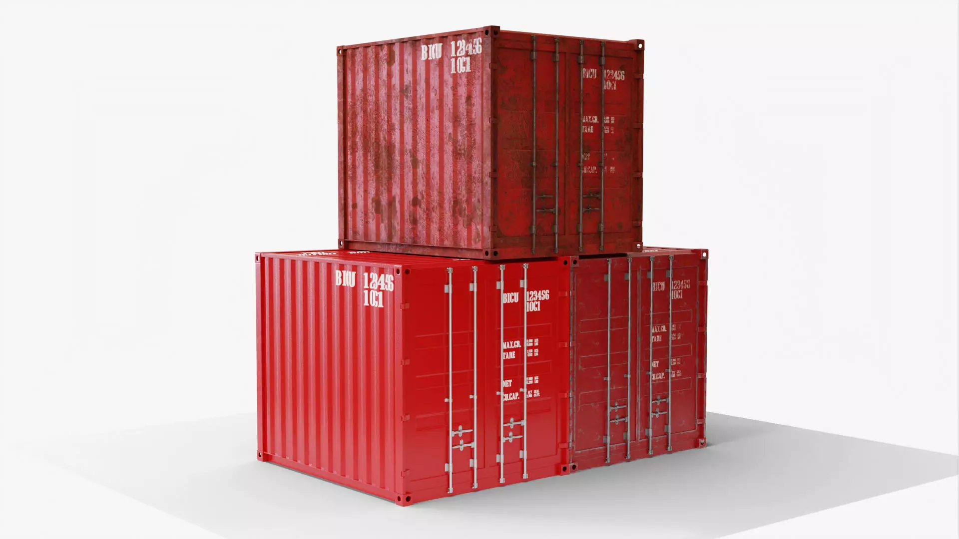 10Ft Cargo Container - Red 3D Model Collection_0