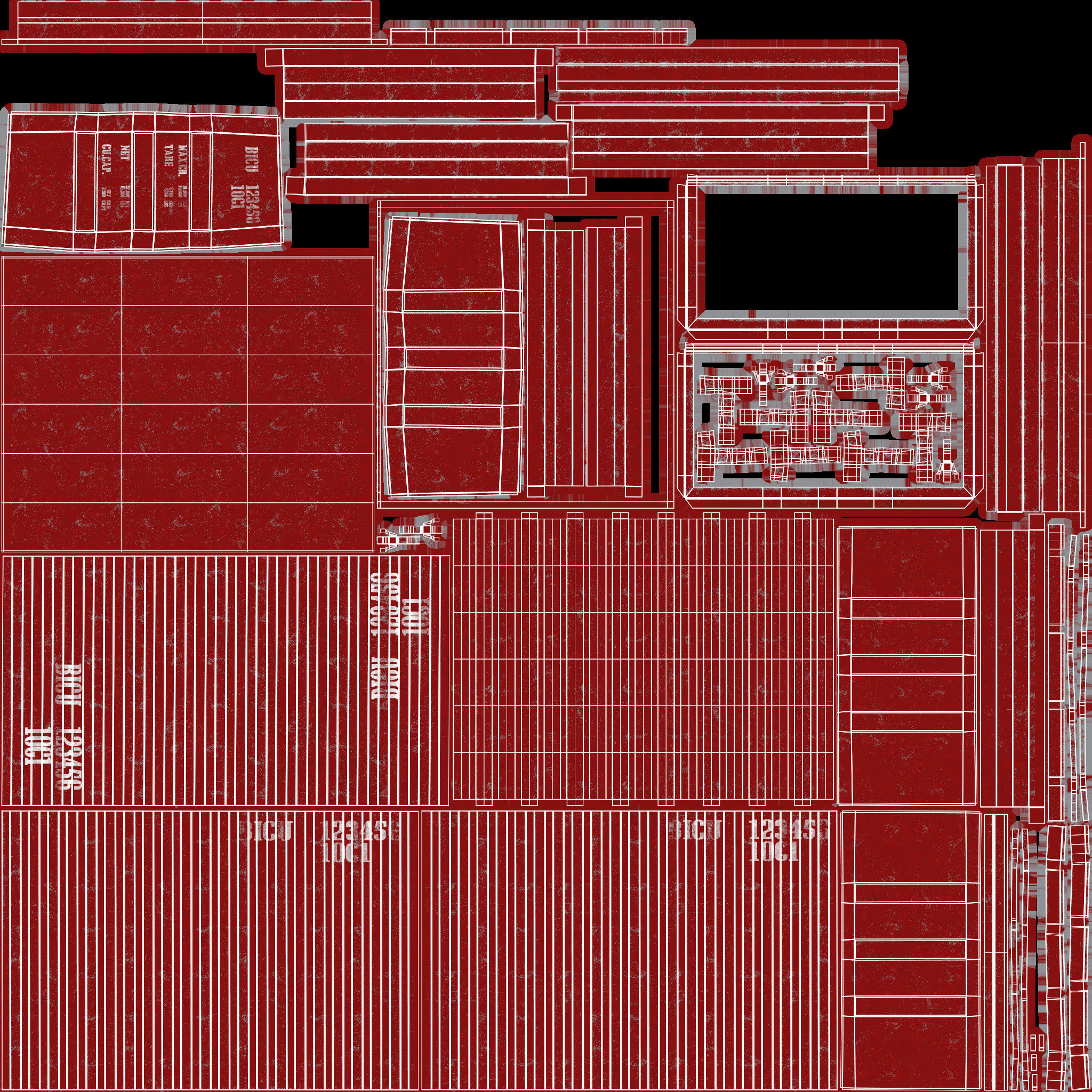 10Ft Cargo Container - Red 3D Model Collection_33