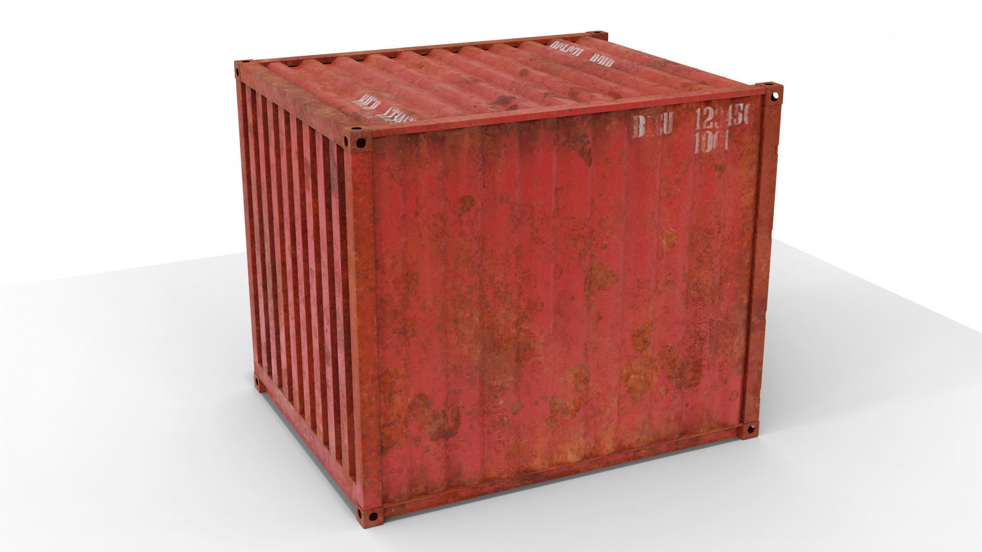10Ft Cargo Container - Red 3D Model Collection_14