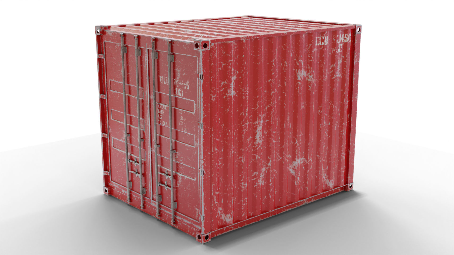 10Ft Cargo Container - Red 3D Model Collection_7