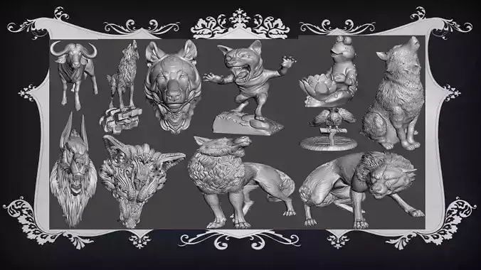 Animal Pack 11 3D Printable STL Jungle Farm Zoo Sea 