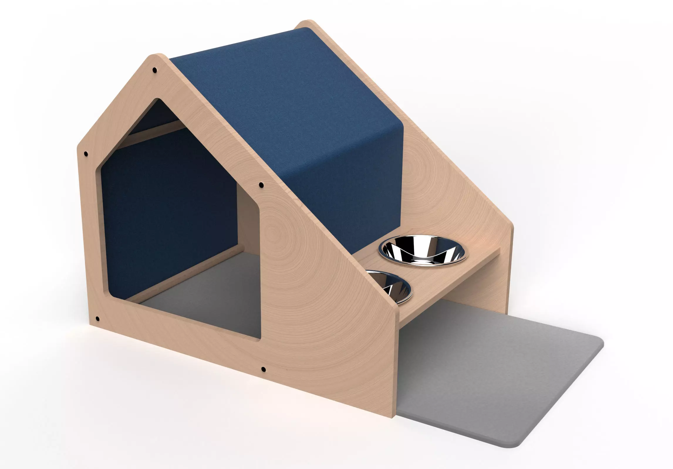 Cat House with Bowl Free low-poly 3D model