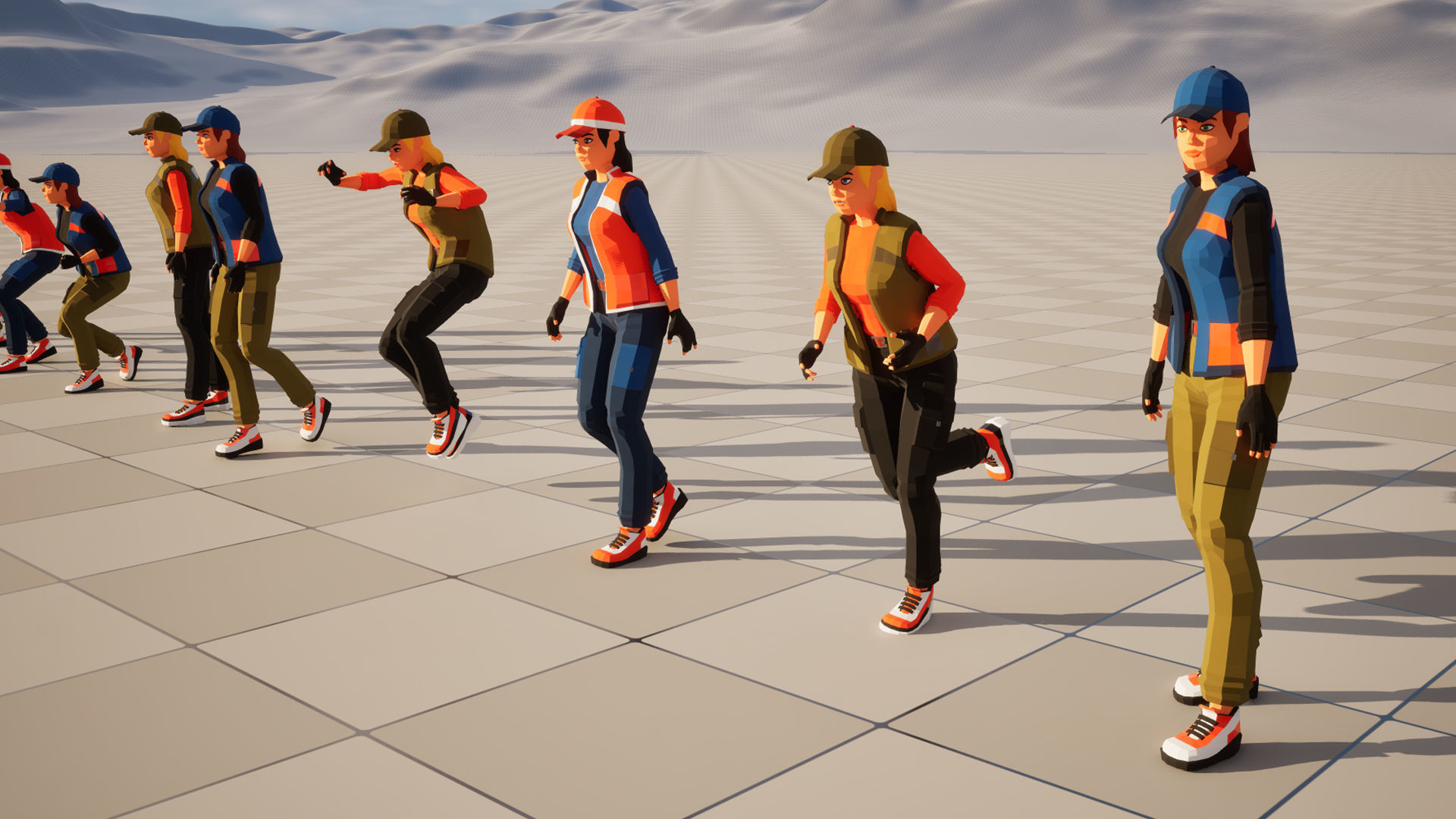 Girl in vest low-poly stylized Low-poly 3D model_4