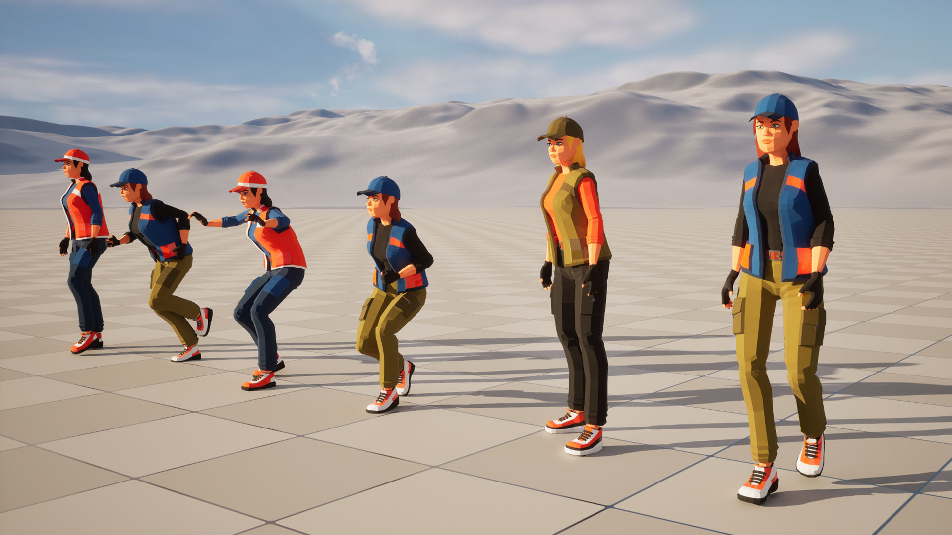 Girl in vest low-poly stylized Low-poly 3D model_3