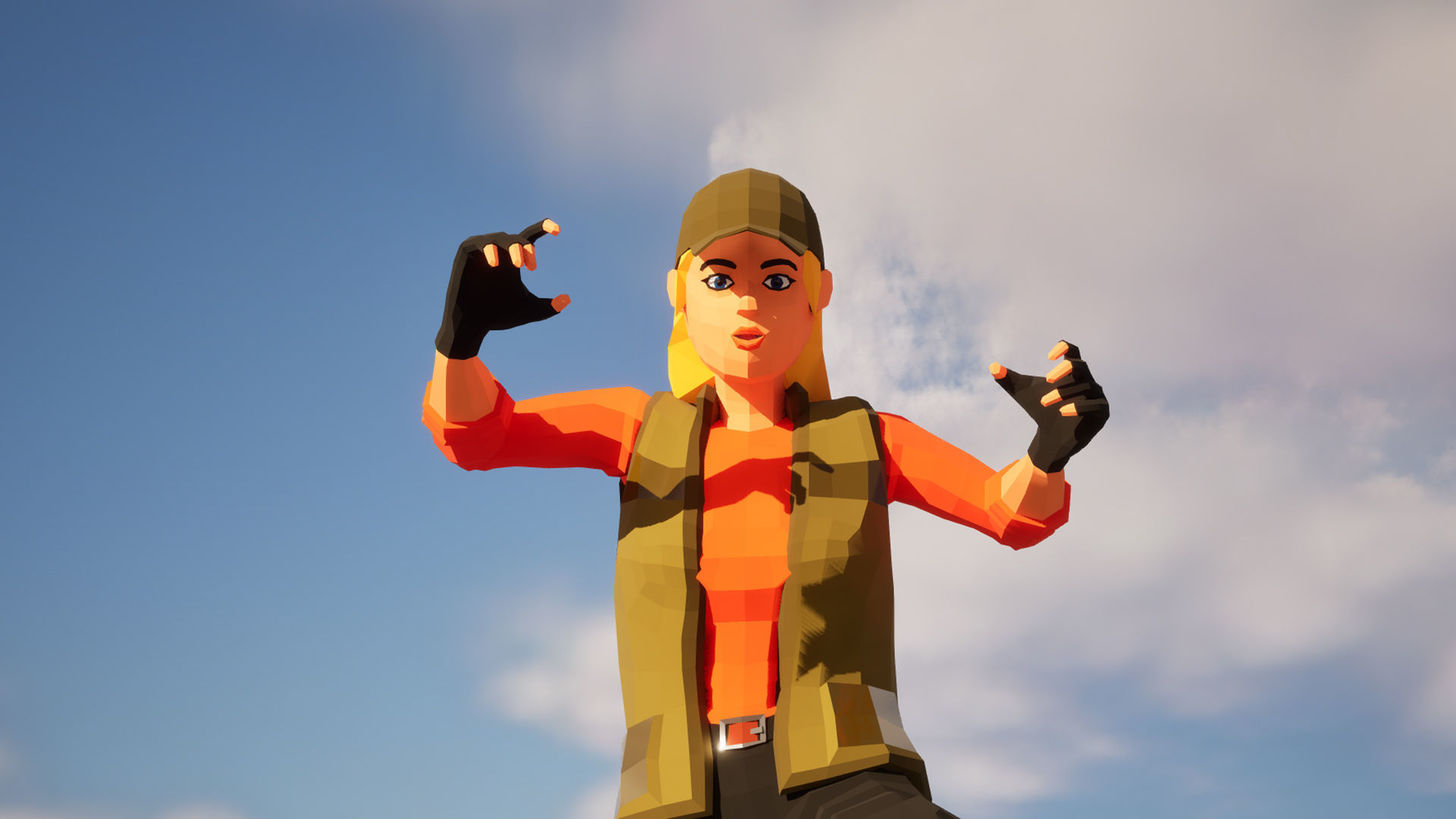 Girl in vest low-poly stylized Low-poly 3D model_8