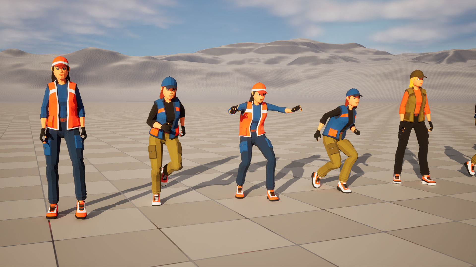 Girl in vest low-poly stylized Low-poly 3D model_2