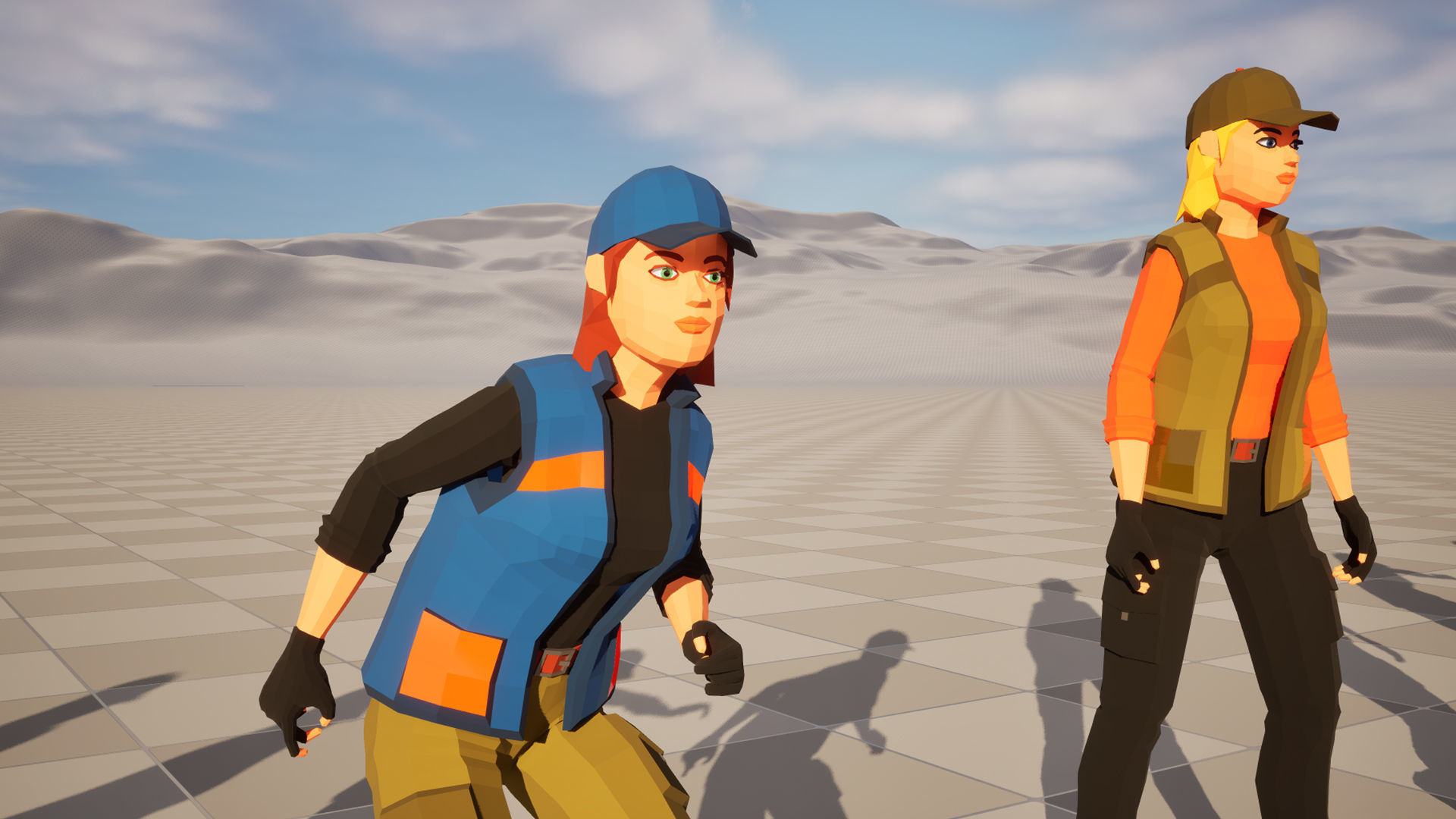 Girl in vest low-poly stylized Low-poly 3D model_6