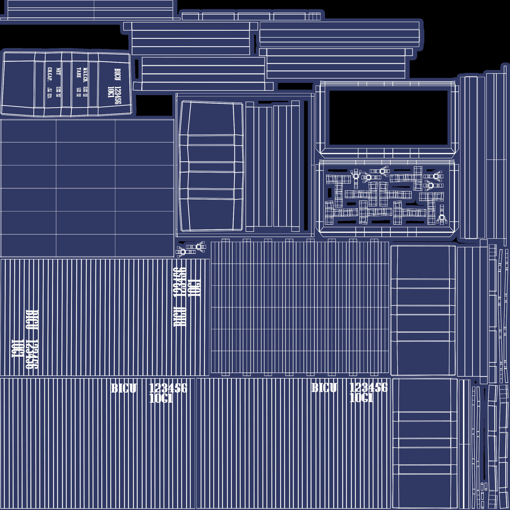 10Ft Cargo Container - Blue 3D Model Collection_31
