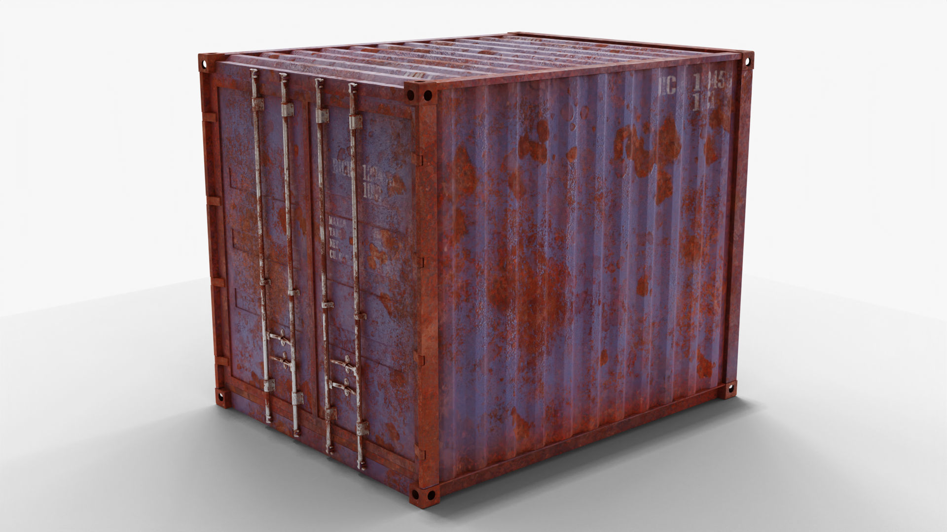10Ft Cargo Container - Blue 3D Model Collection_8