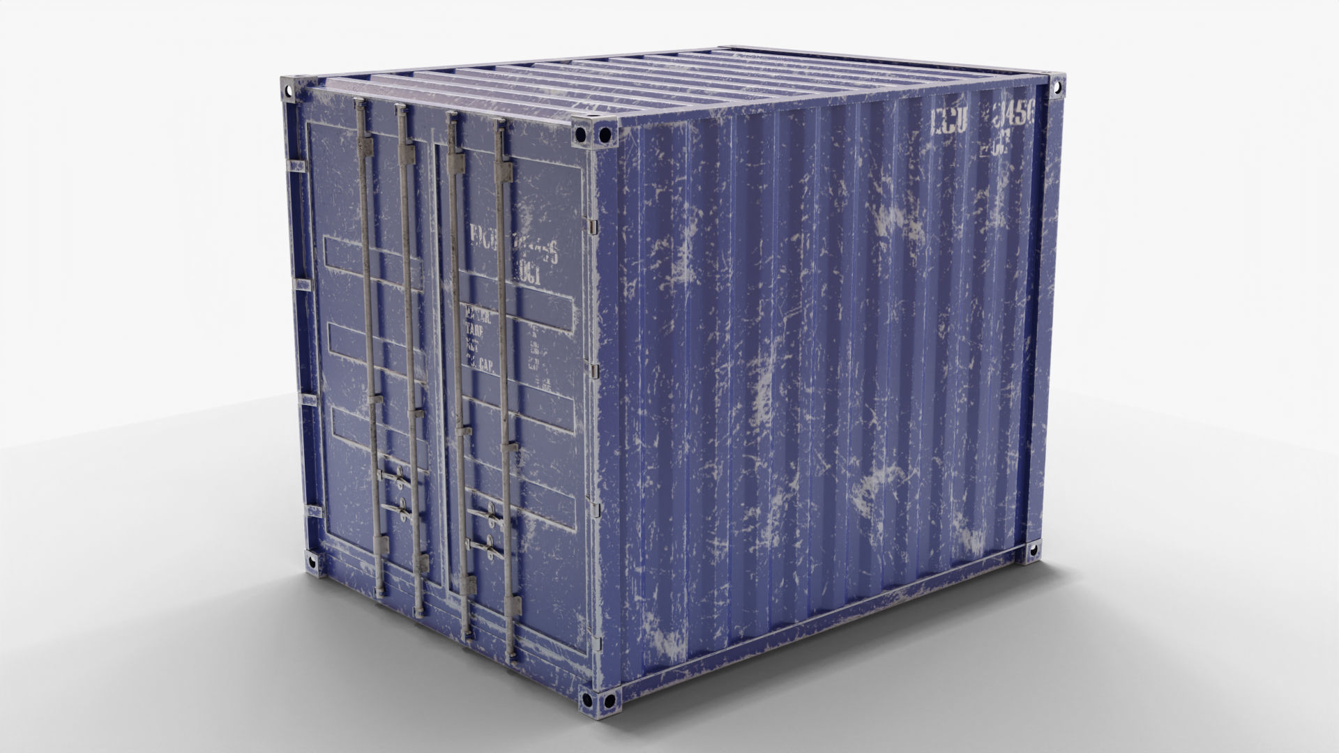 10Ft Cargo Container - Blue 3D Model Collection_7