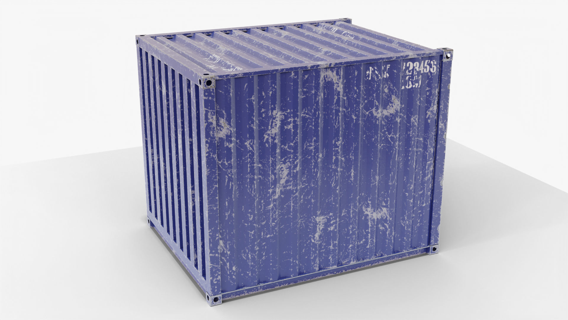 10Ft Cargo Container - Blue 3D Model Collection_13