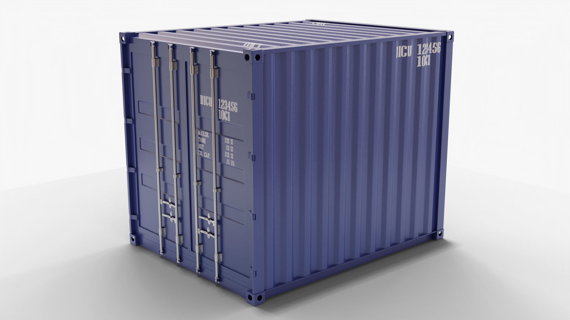 10Ft Cargo Container - Blue 3D Model Collection_6