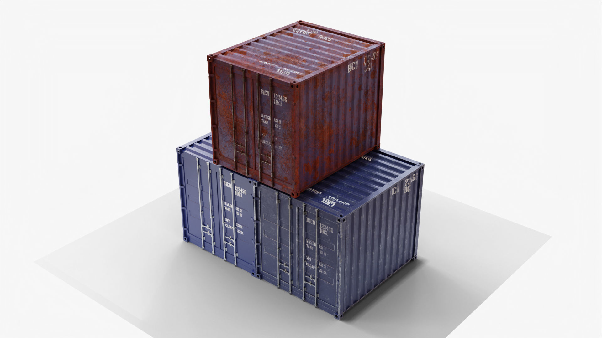 10Ft Cargo Container - Blue 3D Model Collection_4