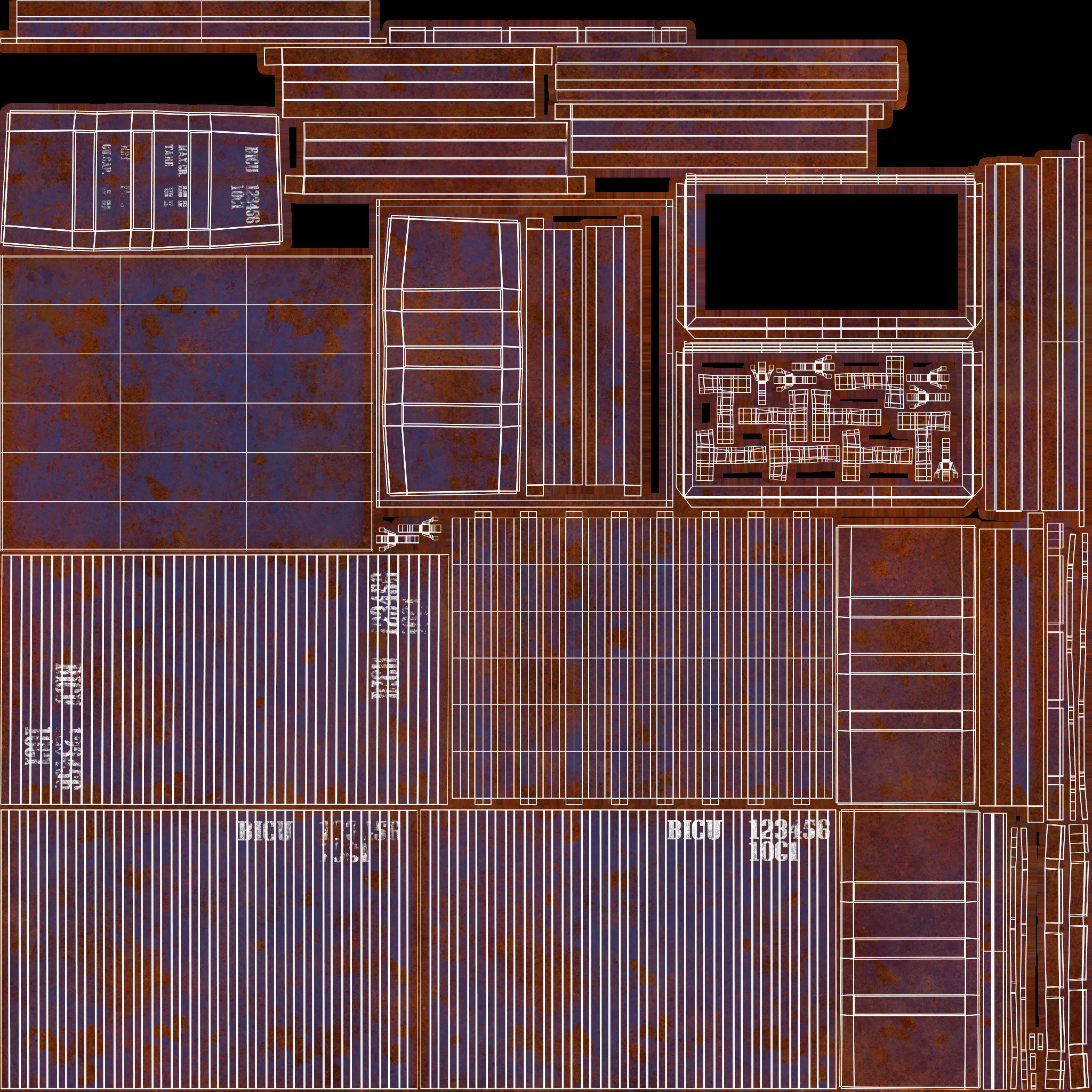 10Ft Cargo Container - Blue 3D Model Collection_35