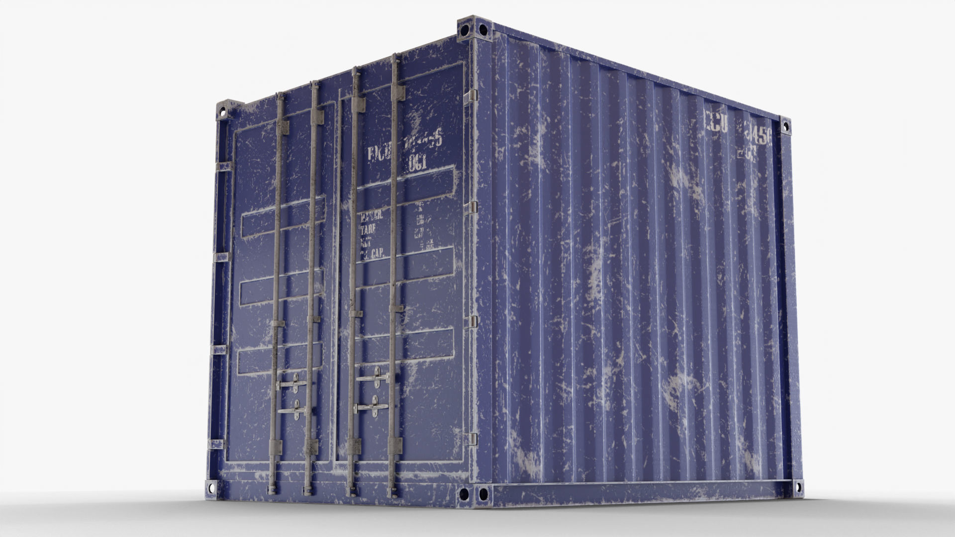 10Ft Cargo Container - Blue 3D Model Collection_10