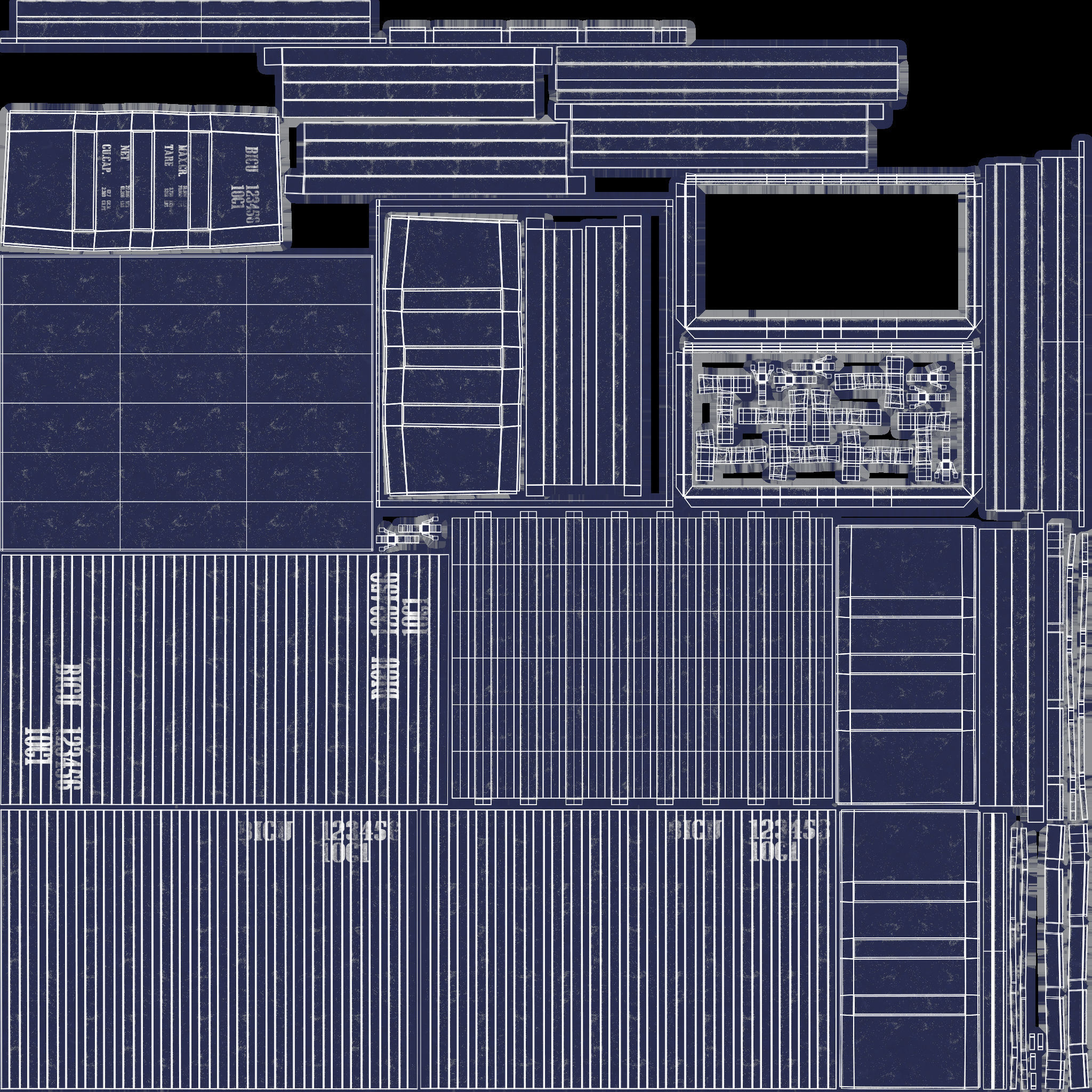 10Ft Cargo Container - Blue 3D Model Collection_33