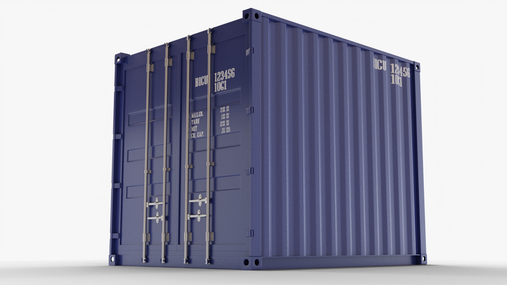 10Ft Cargo Container - Blue 3D Model Collection_9