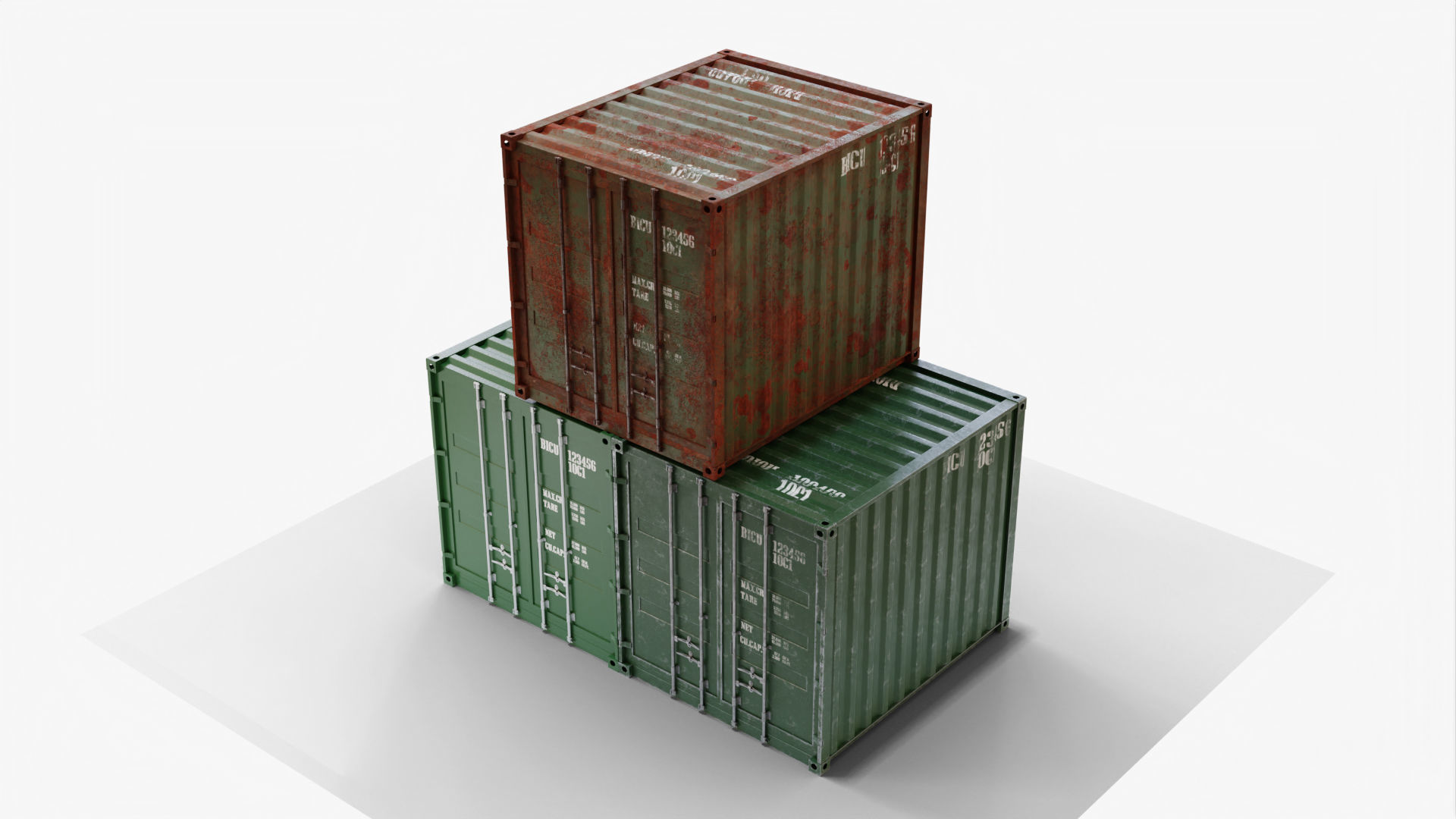 10Ft Cargo Container - Green 3D Model Collection_5
