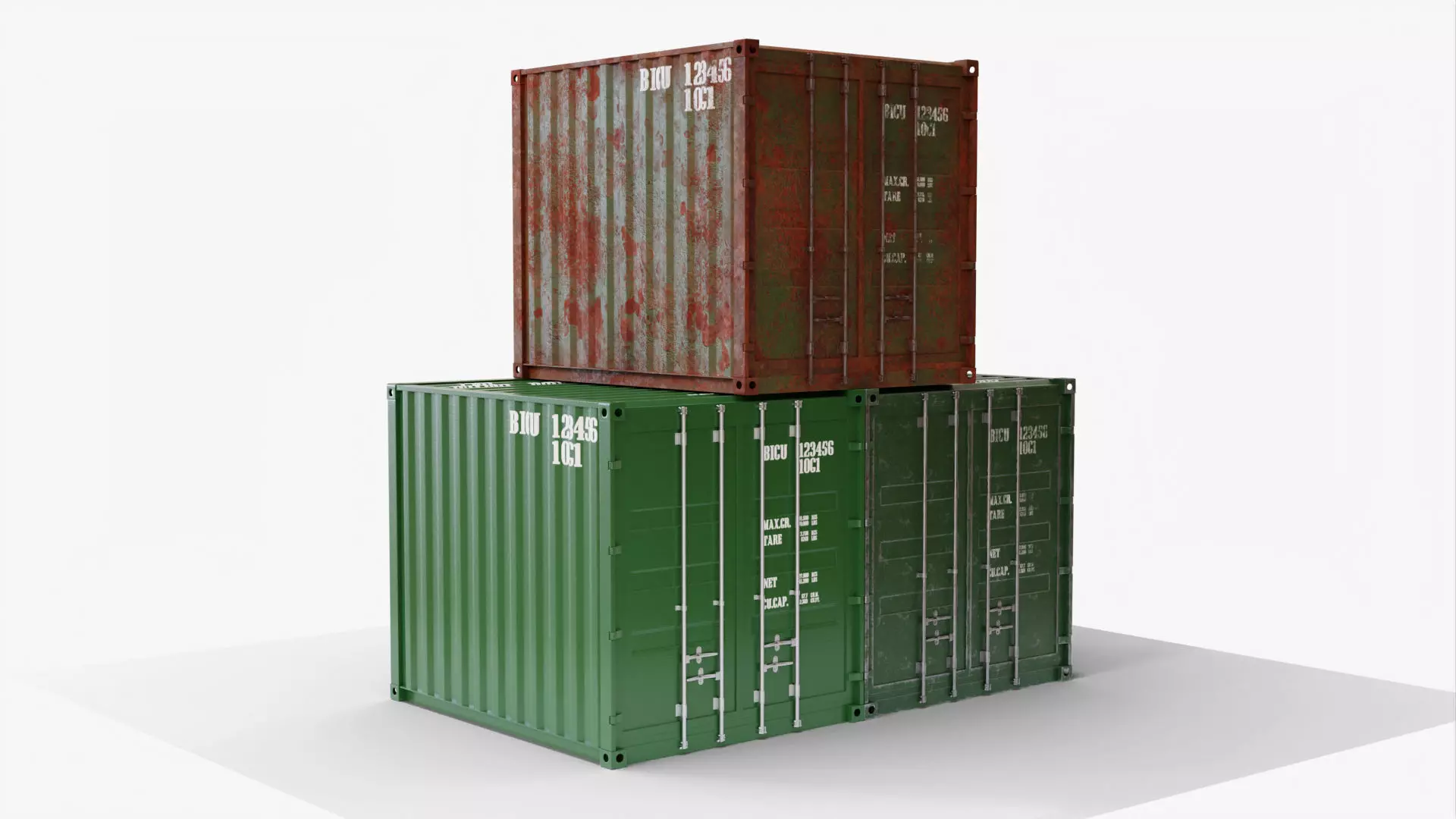 10Ft Cargo Container - Green 3D Model Collection_0