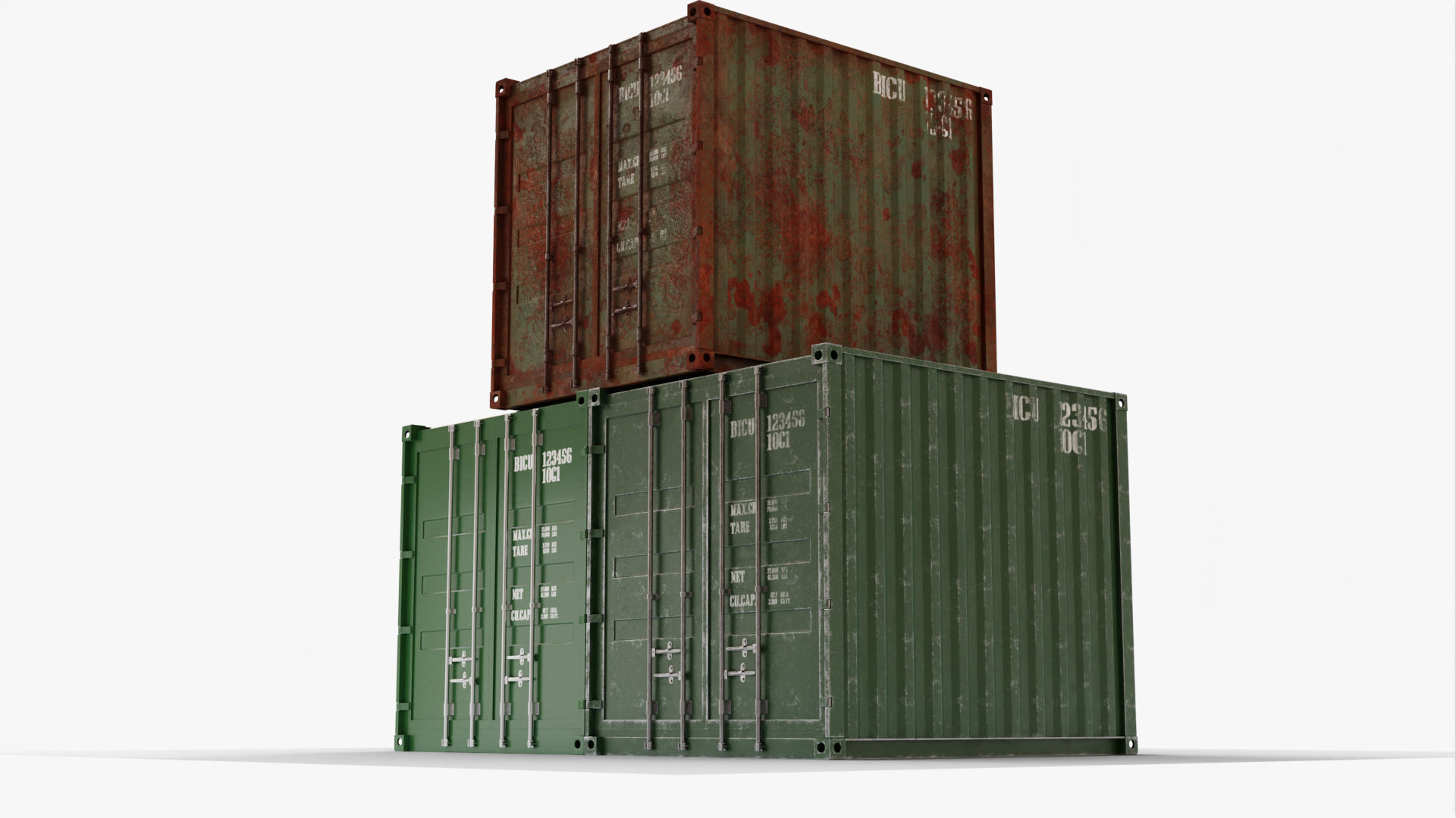 10Ft Cargo Container - Green 3D Model Collection_4