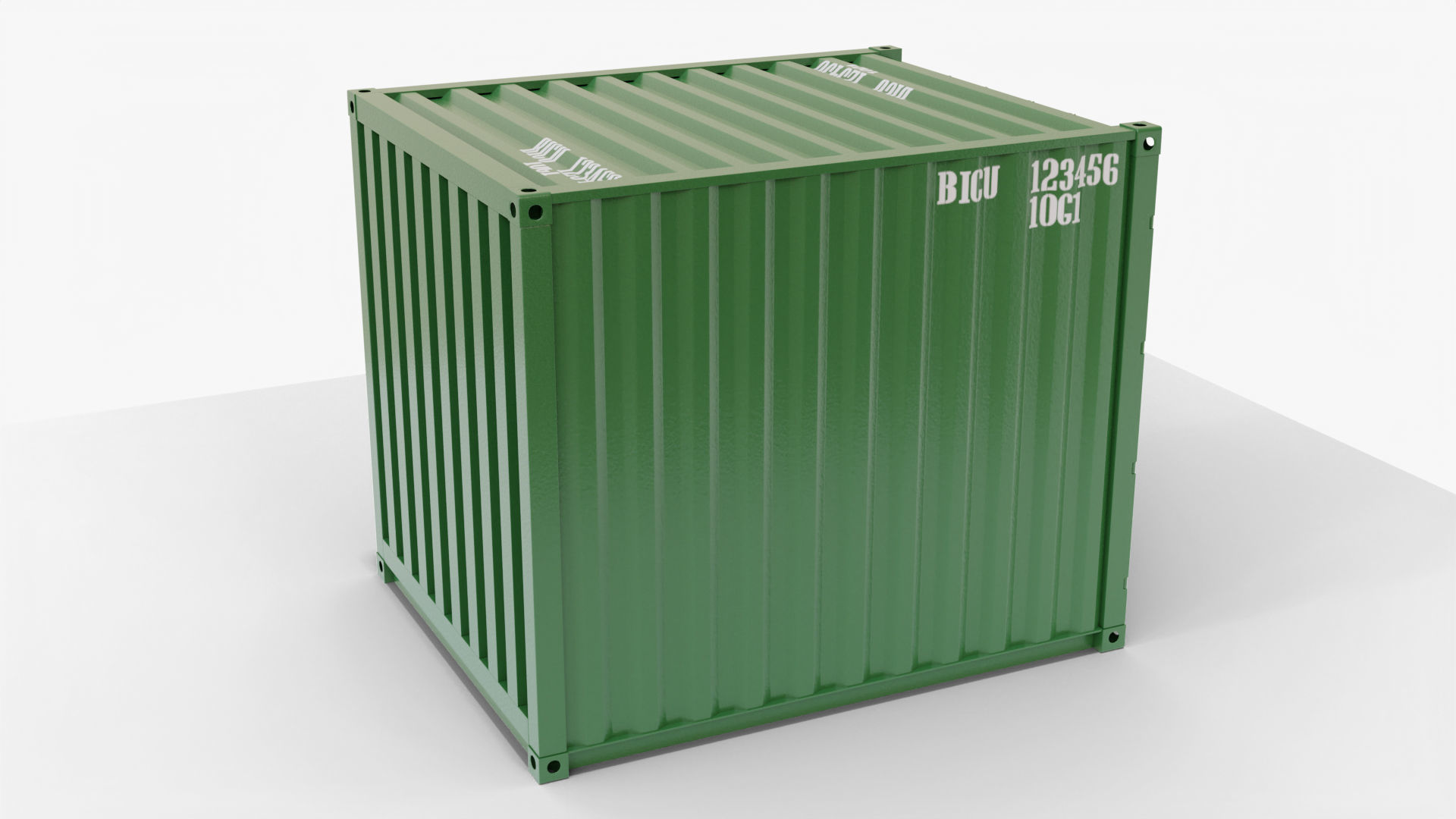 10Ft Cargo Container - Green 3D Model Collection_12