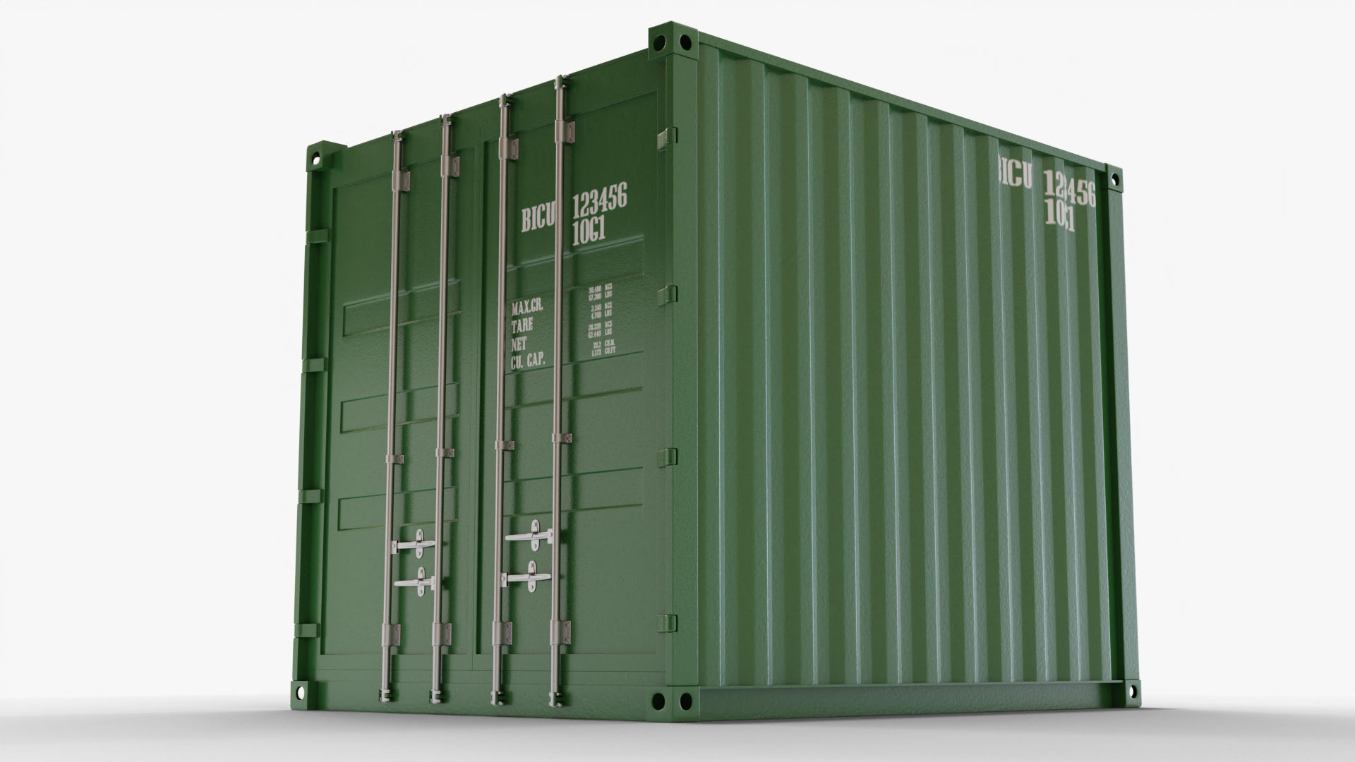 10Ft Cargo Container - Green 3D Model Collection_9