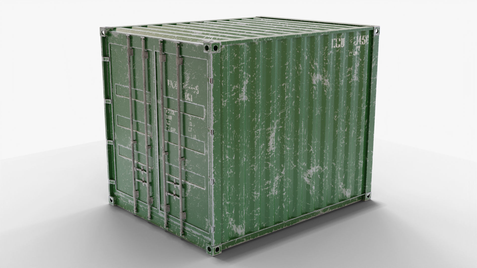 10Ft Cargo Container - Green 3D Model Collection_7