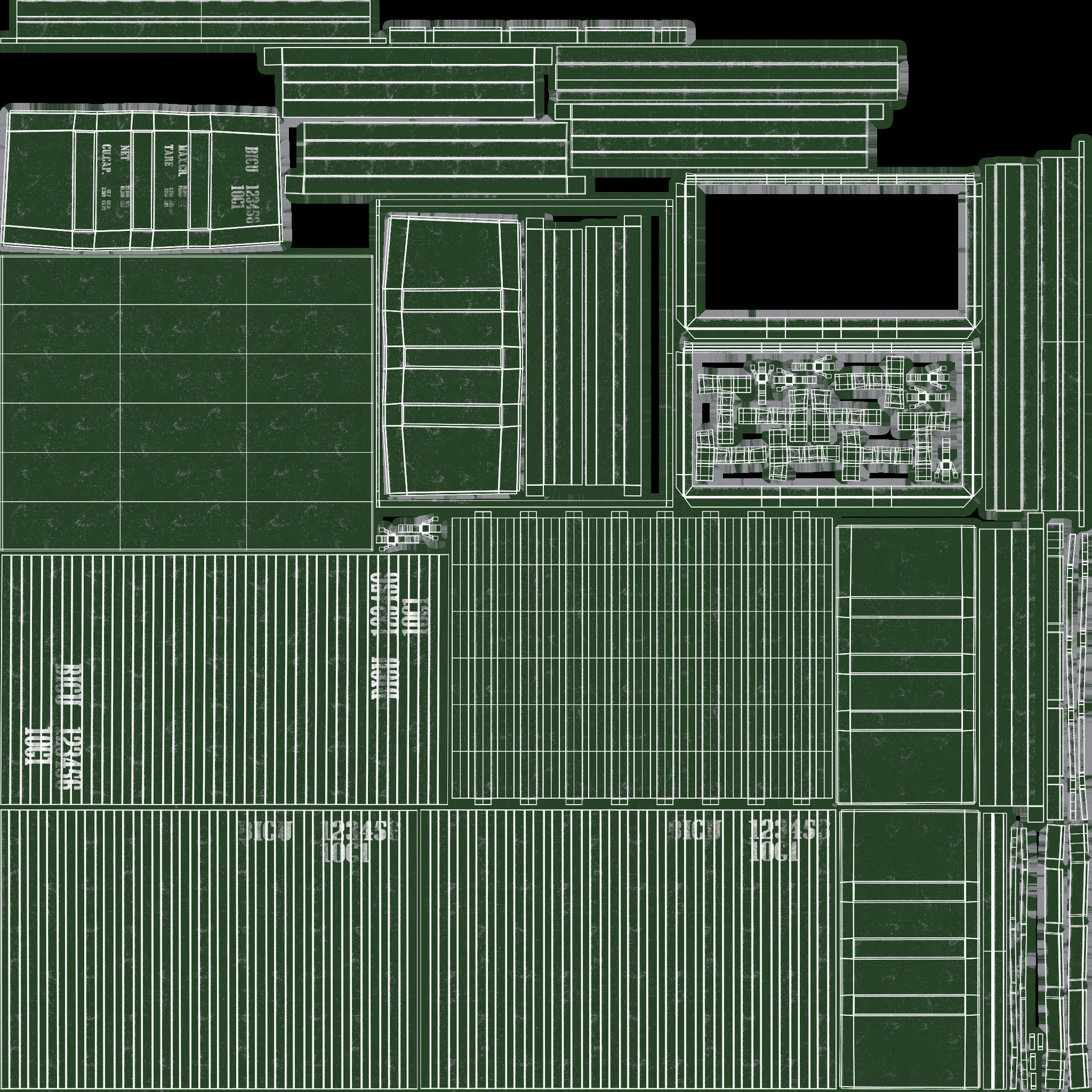 10Ft Cargo Container - Green 3D Model Collection_33