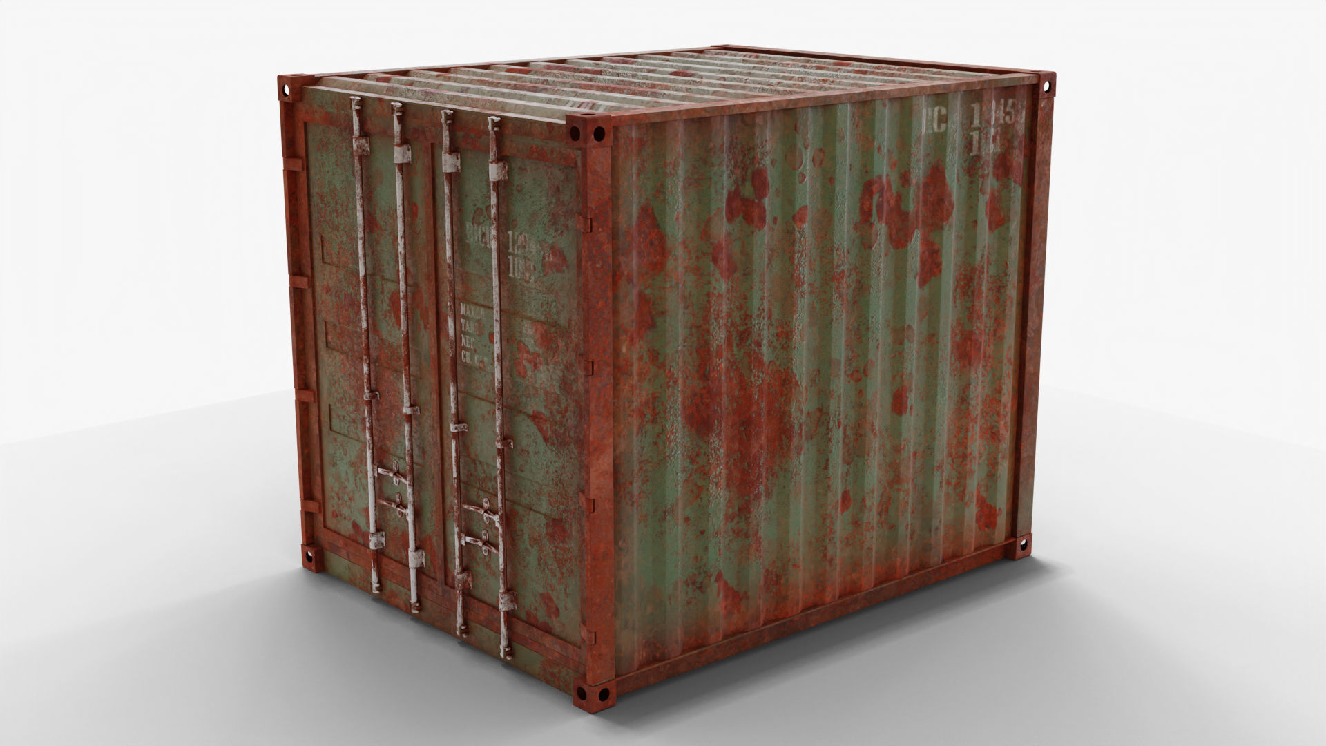 10Ft Cargo Container - Green 3D Model Collection_8