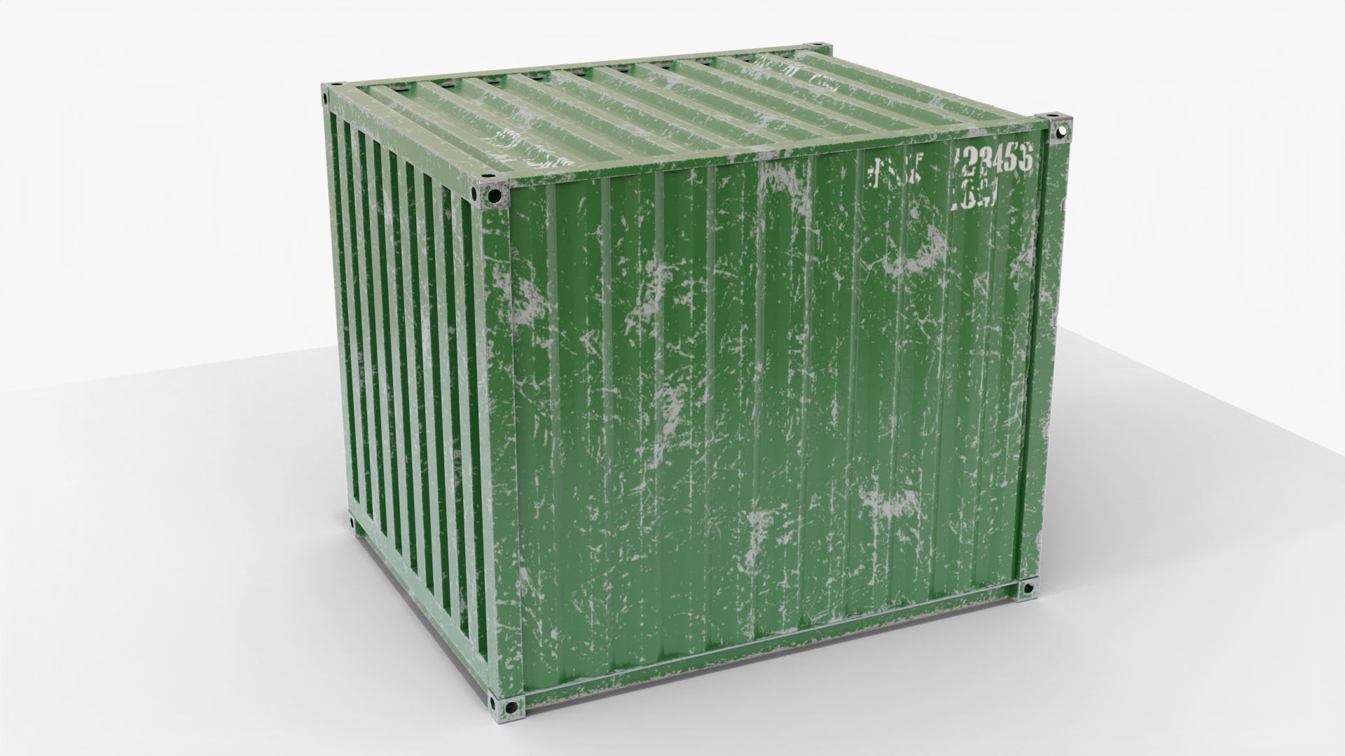 10Ft Cargo Container - Green 3D Model Collection_13