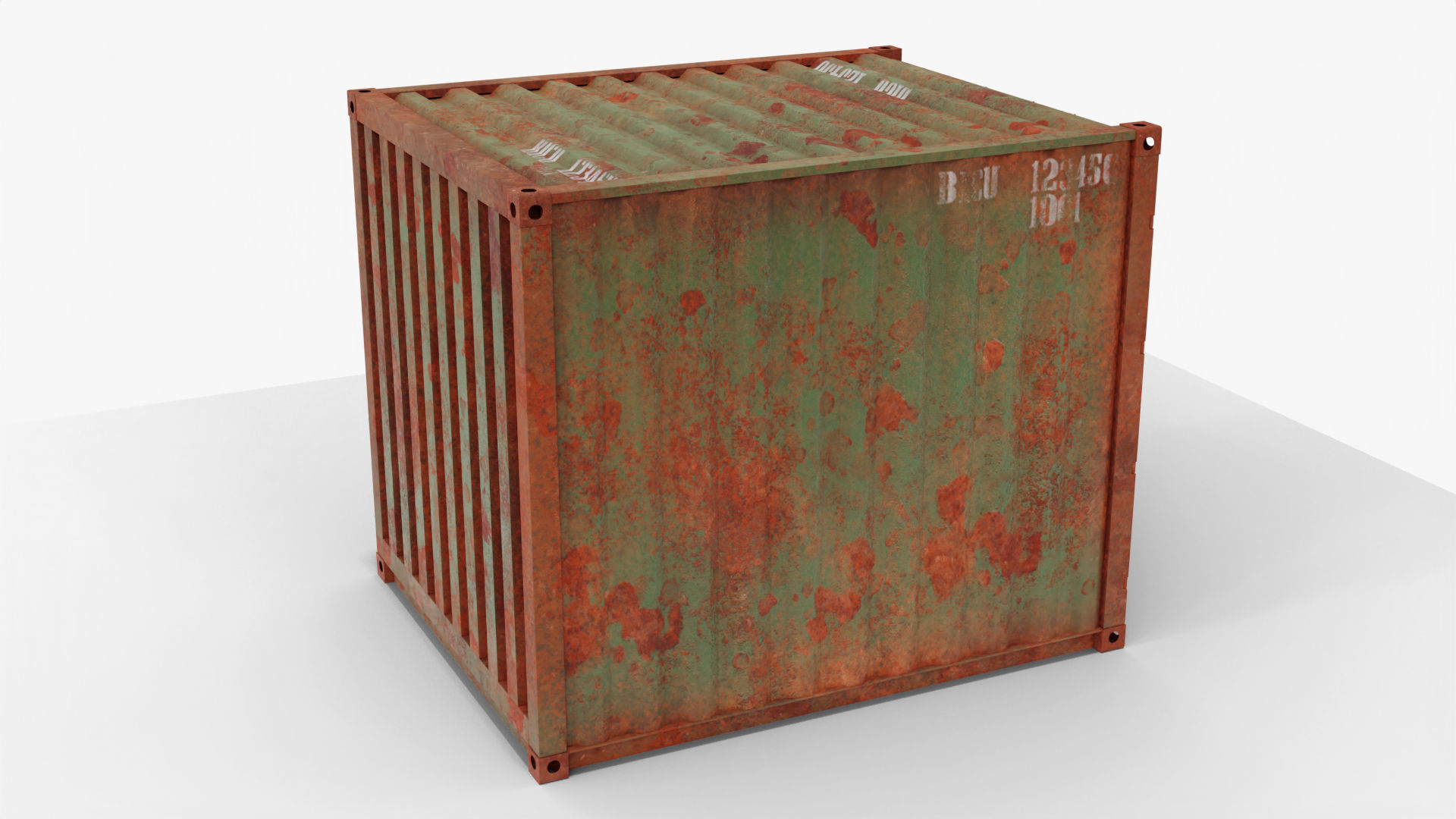 10Ft Cargo Container - Green 3D Model Collection_14