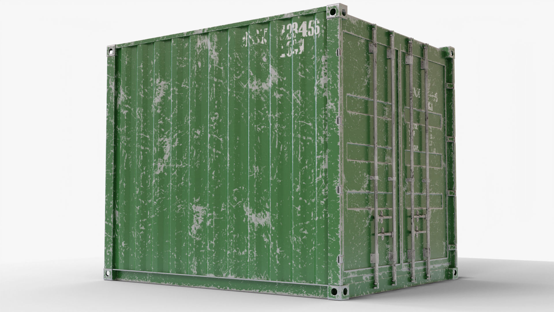 10Ft Cargo Container - Green 3D Model Collection_19