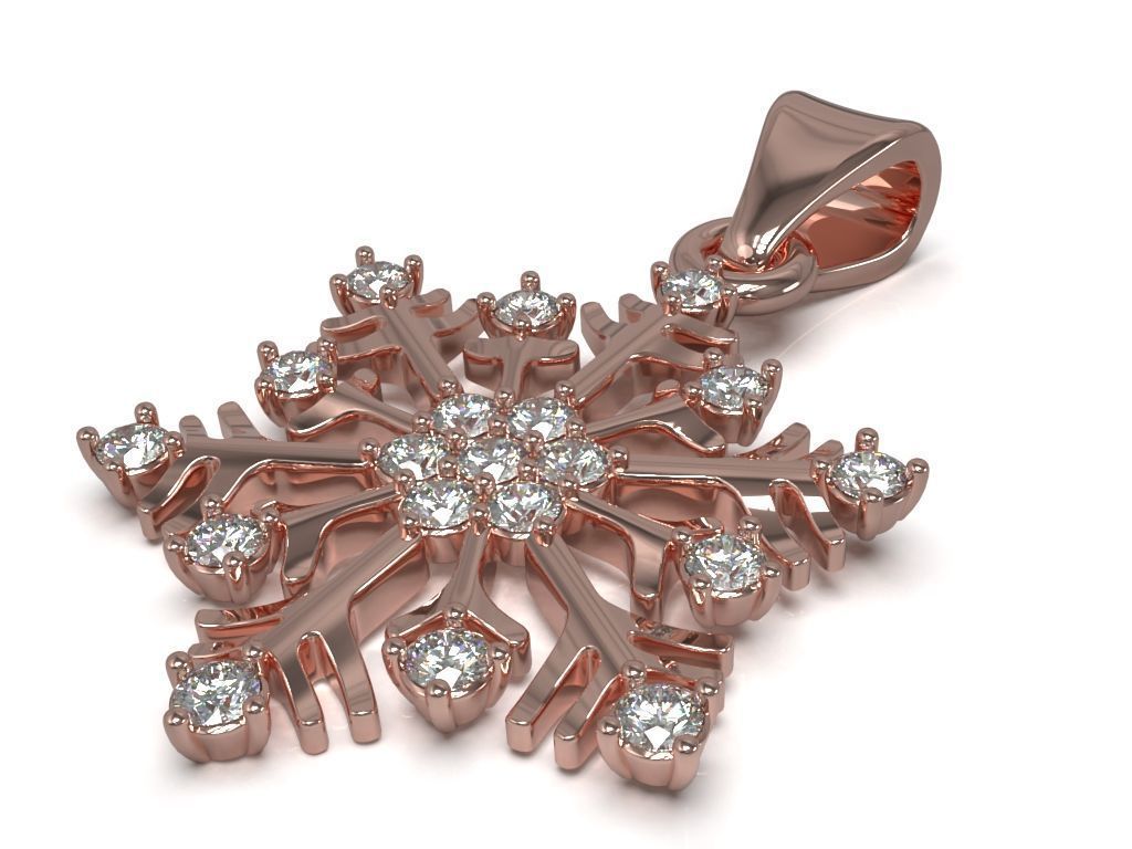 Snowflake pendant with gems 3D print model_7