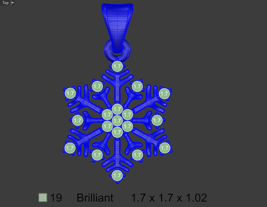 Snowflake pendant with gems 3D print model_14