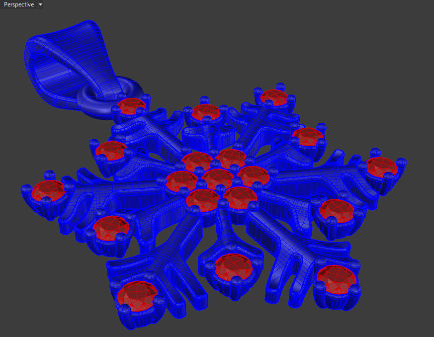 Snowflake pendant with gems 3D print model_9