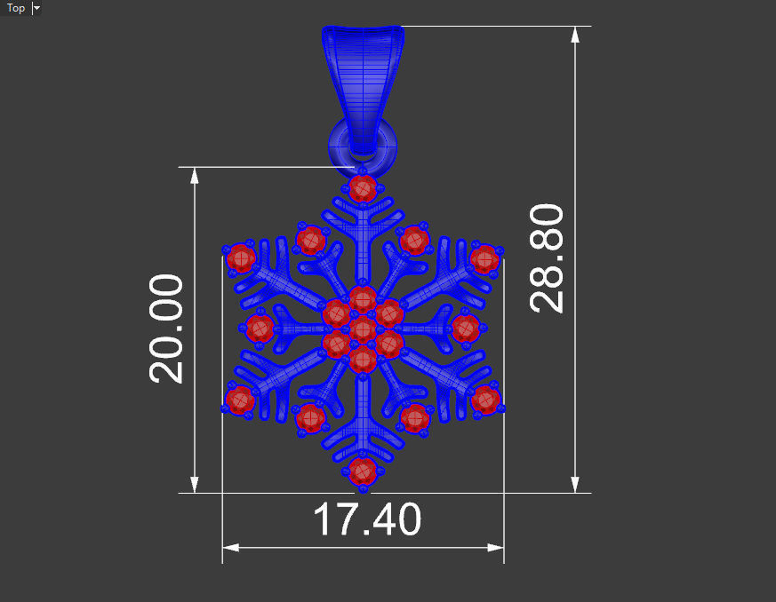 Snowflake pendant with gems 3D print model_10