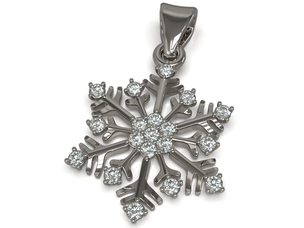 Snowflake pendant with gems 3D print model_6