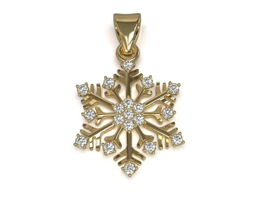 Snowflake pendant with gems 3D print model_2