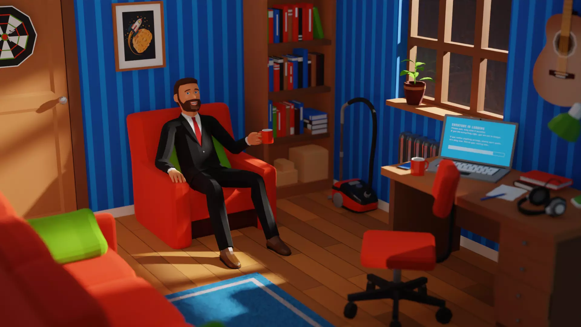 Man in suit jacket low-poly stylized Low-poly 3D model_0