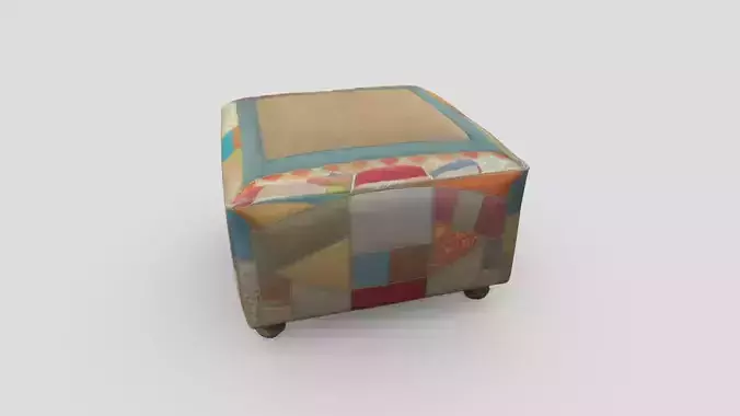 Patchwork Ottoman 3 Low-poly 3D model