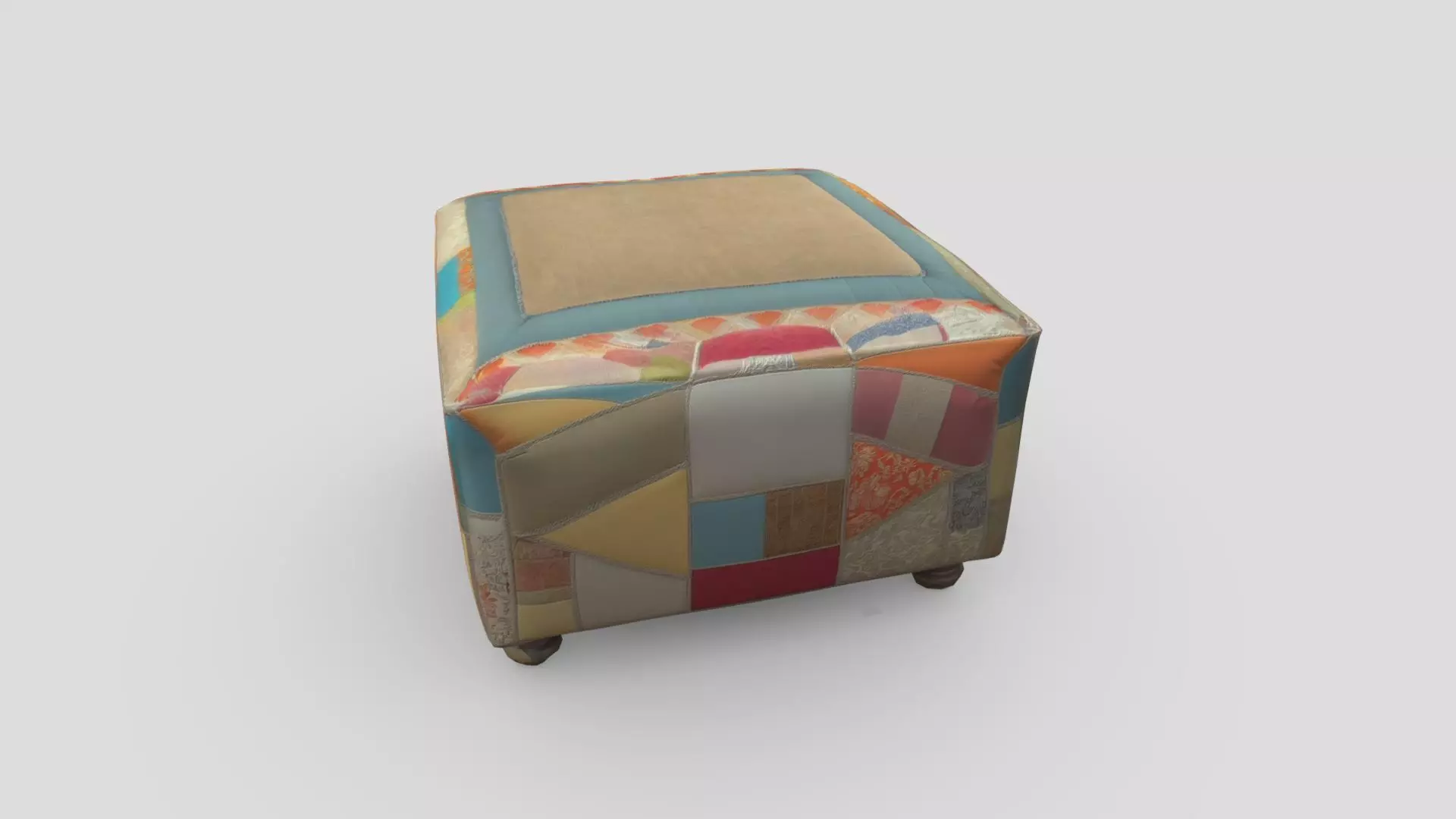 Patchwork Ottoman 3 Low-poly 3D model_0