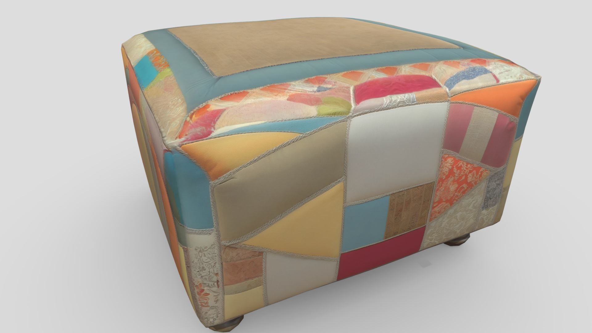 Patchwork Ottoman 3 Low-poly 3D model_9