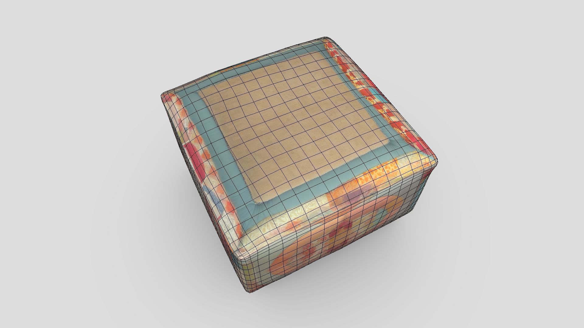 Patchwork Ottoman 3 Low-poly 3D model_4