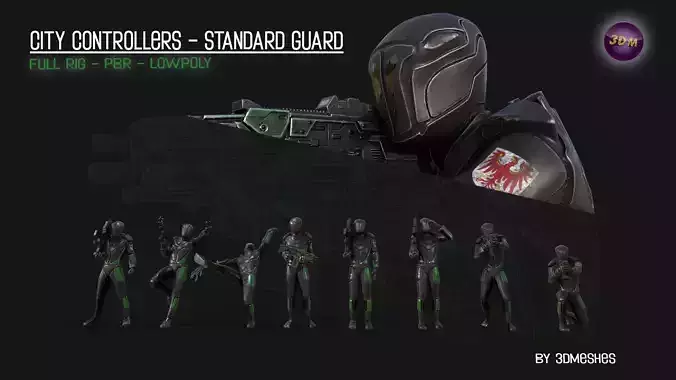 City Controllers - Standard Guard - Full Rig PBR lowpoly Low-poly 3D model