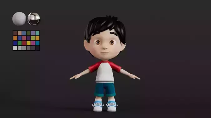 Cartoon boy rigged