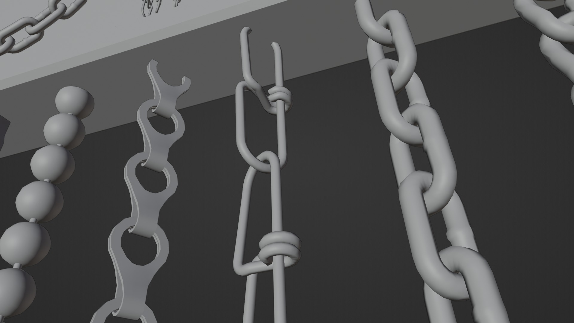 Chain Links - a set of seven different chains links Low-poly 3D model_42