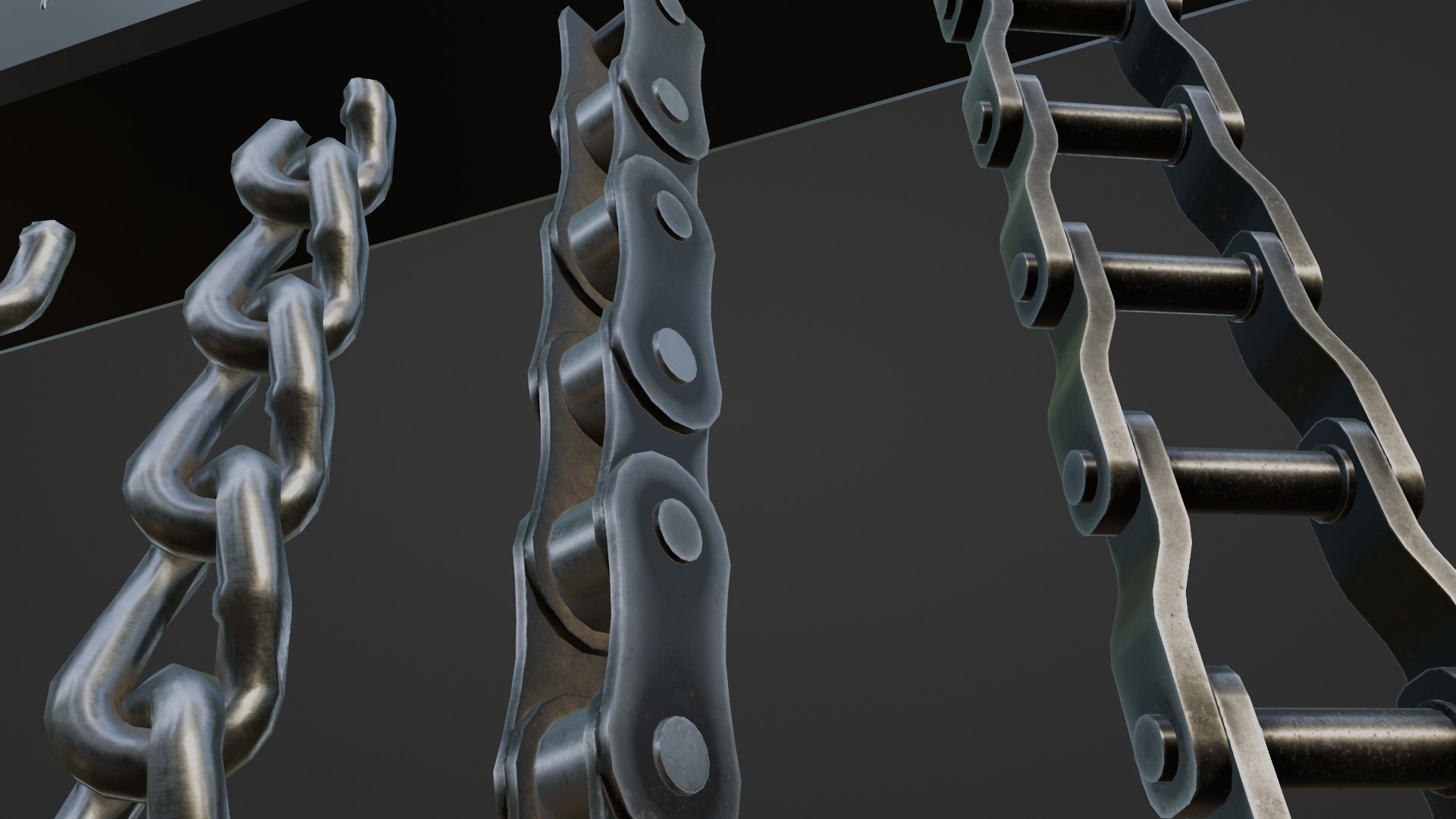 Chain Links - a set of seven different chains links Low-poly 3D model_29