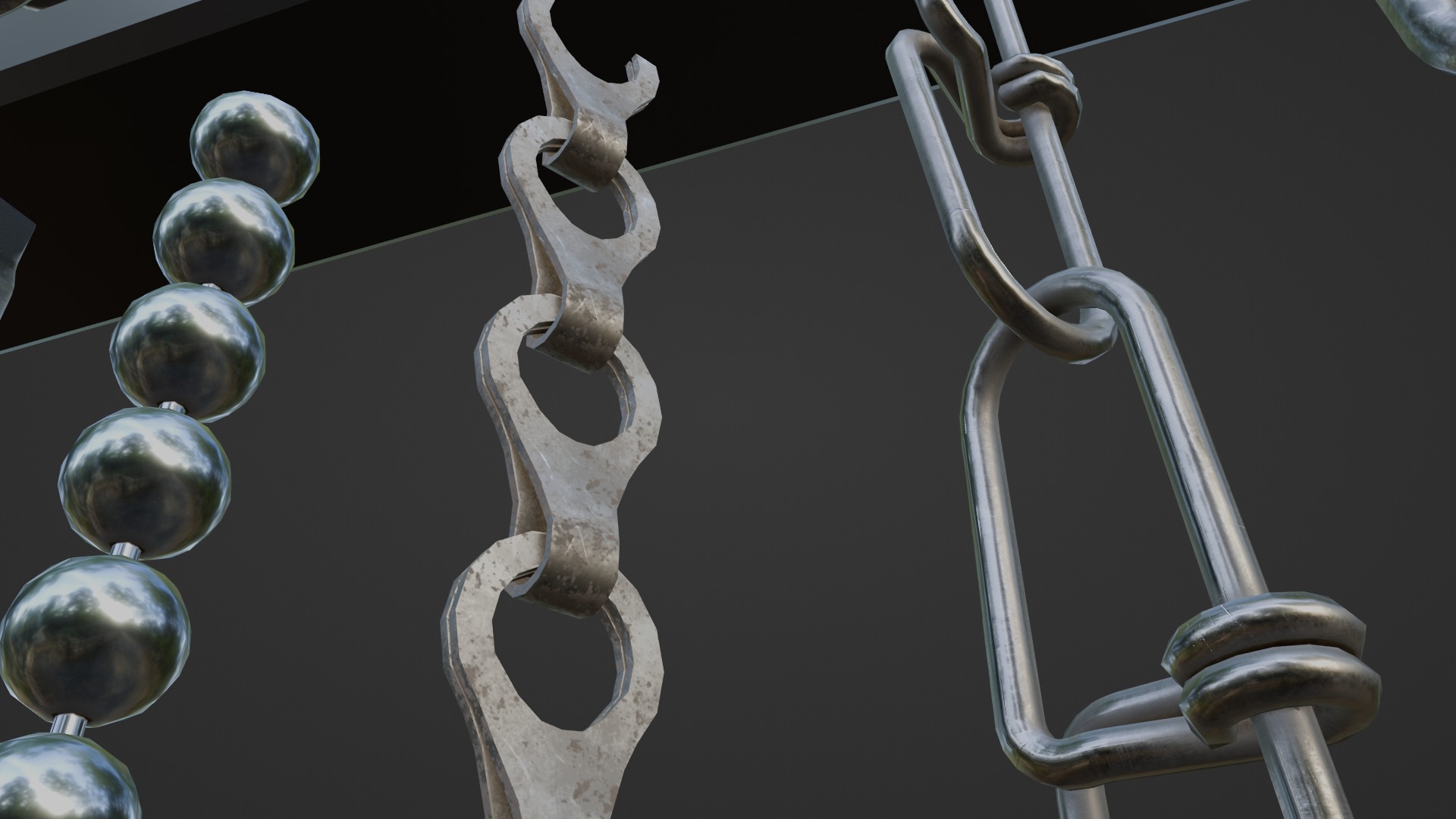 Chain Links - a set of seven different chains links Low-poly 3D model_31