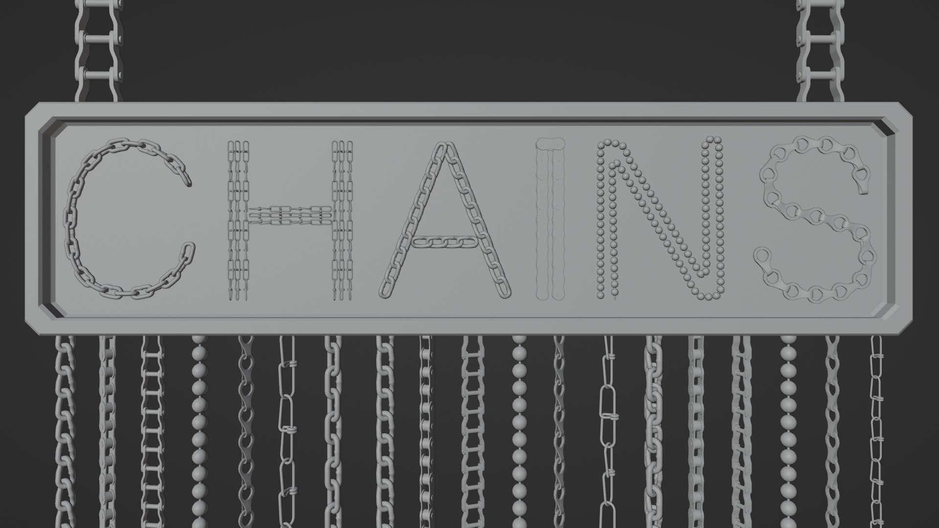 Chain Links - a set of seven different chains links Low-poly 3D model_33