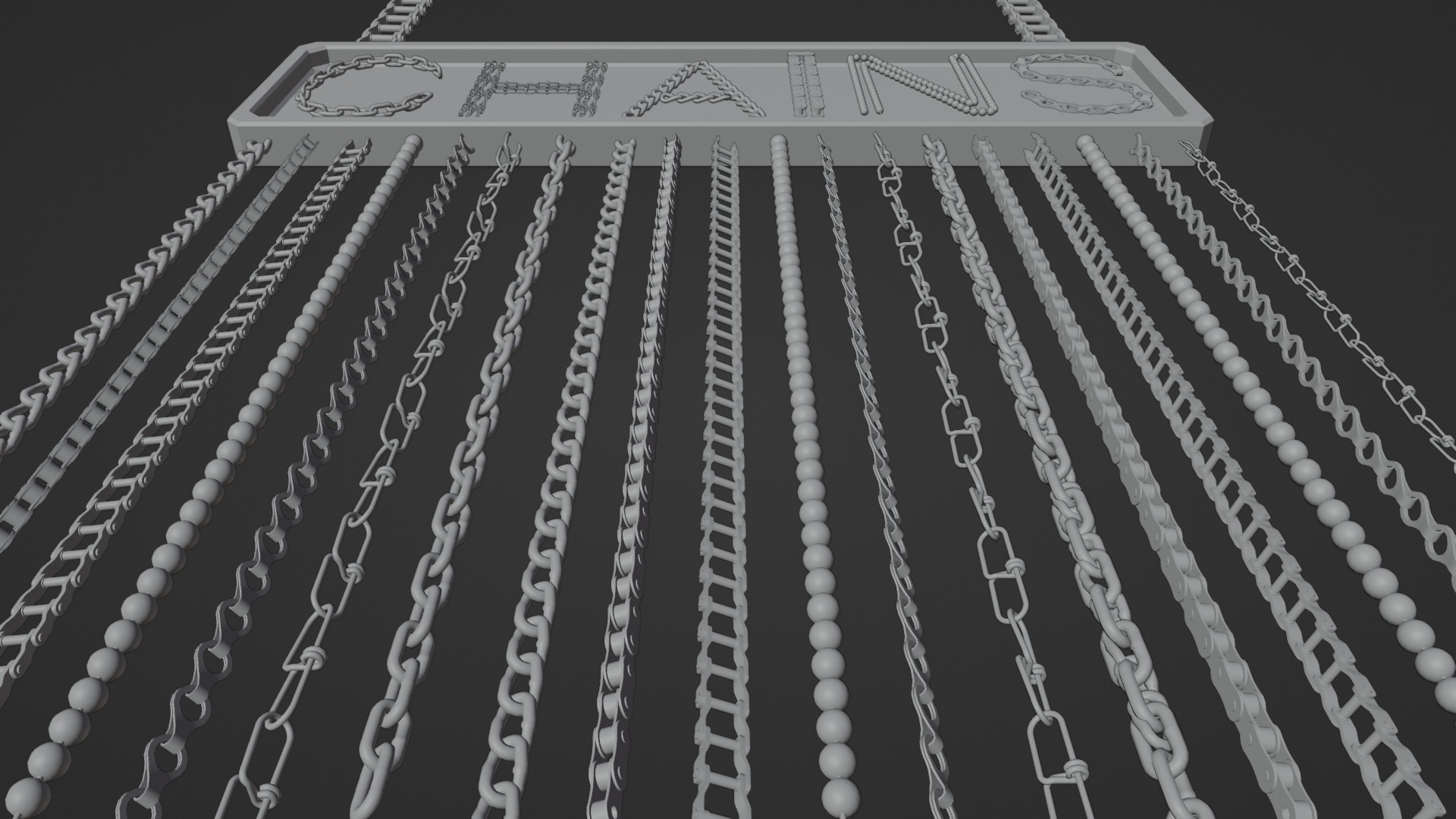 Chain Links - a set of seven different chains links Low-poly 3D model_47